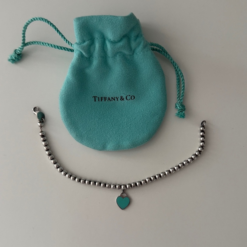 Tiffany & Co. Silver Bracelet with Turquoise Heart Charm